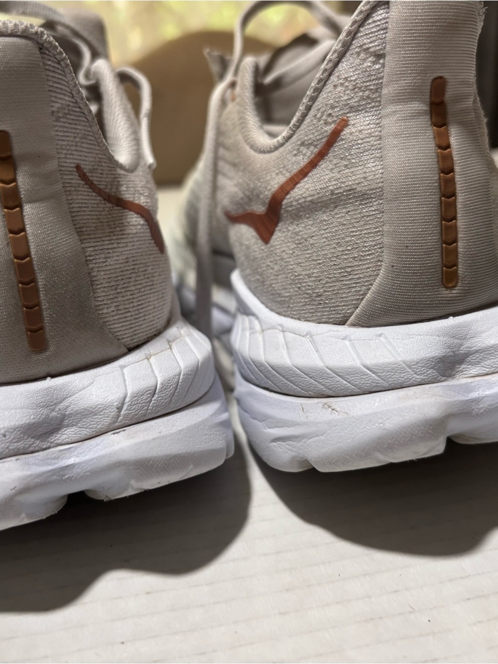 Hoka White Running Shoe with Rose Gold Logo Accents - Picture 8 of 10